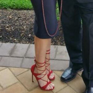Red Stuart Weitzman Lace up high heel shoes